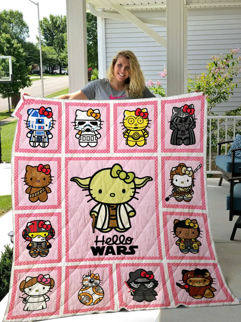 Hello Kitty Star Wars Quilt Blanket For Fans and Home Decor