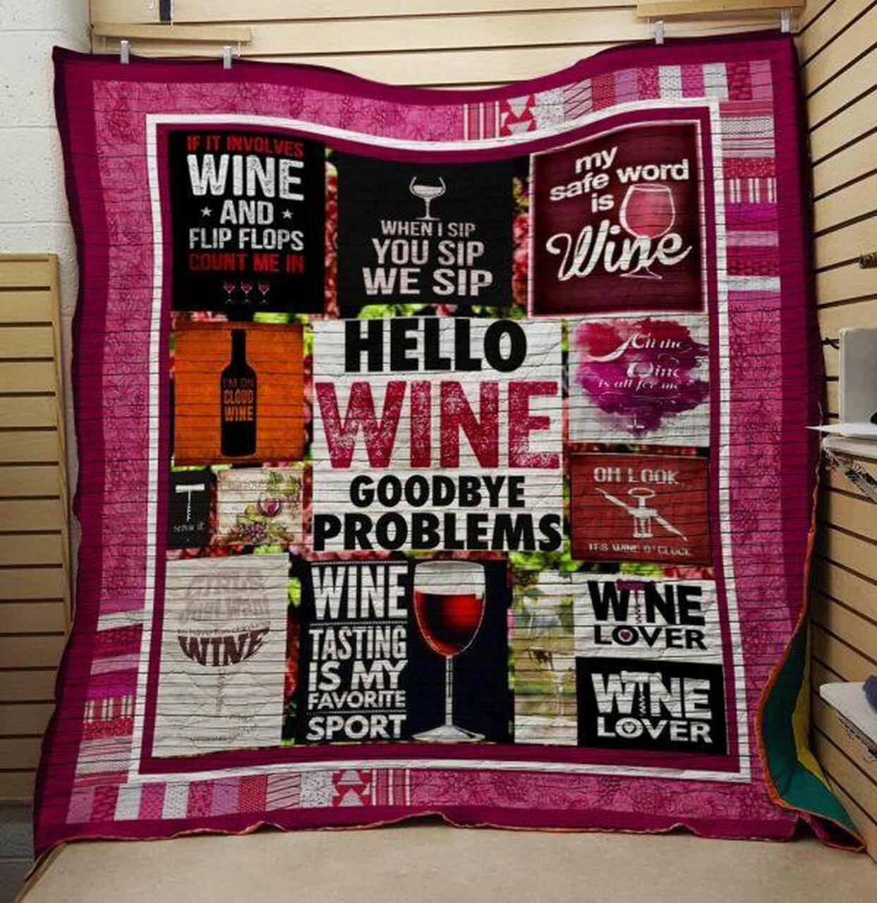 Hello Wine Quilt and Home Decor