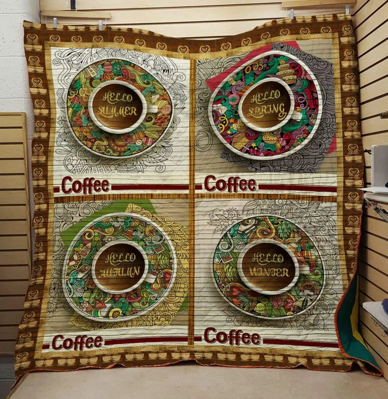 Hello Winter Coffee Quilt and Home Decor