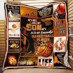 HeS Not Just My Son He’S Also My Favorite Basketball Player Quilt Blanket Great Customized Blanket Gifts For Birthday Christmas Thanksgiving and Home Decor