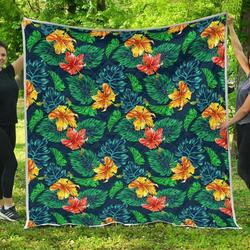 Hibiscus Monstera Hawaii Cl17100343Mdq Quilt Blanket and Home Decor