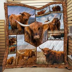 Highland Cattle HHE6 3D Customized Quilt and Home Decor