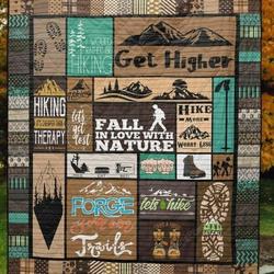 Hiking Fall In Love With Nature Quilt Blanket Great Customized Blanket Gifts For Birthday Christmas Thanksgiving and Home Decor