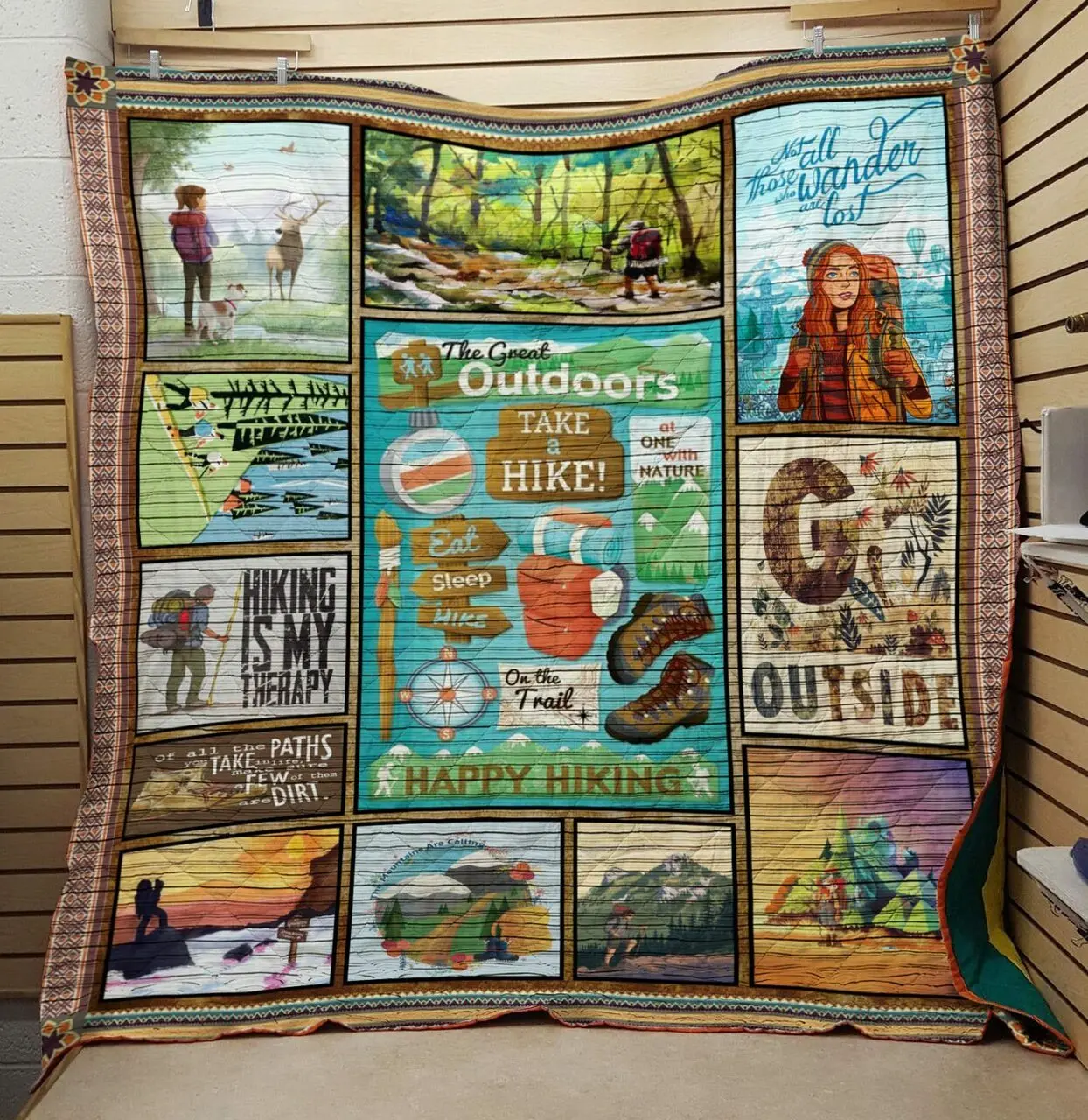 Hiking Is My Therapy Quilt and Home Decor