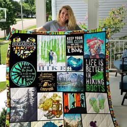 Hiking Life Is Better In Hiking Boots Quilt Blanket Great Customized Gifts For Birthday Christmas Thanksgiving Perfect Gifts For Hiking Lover and Home Decor