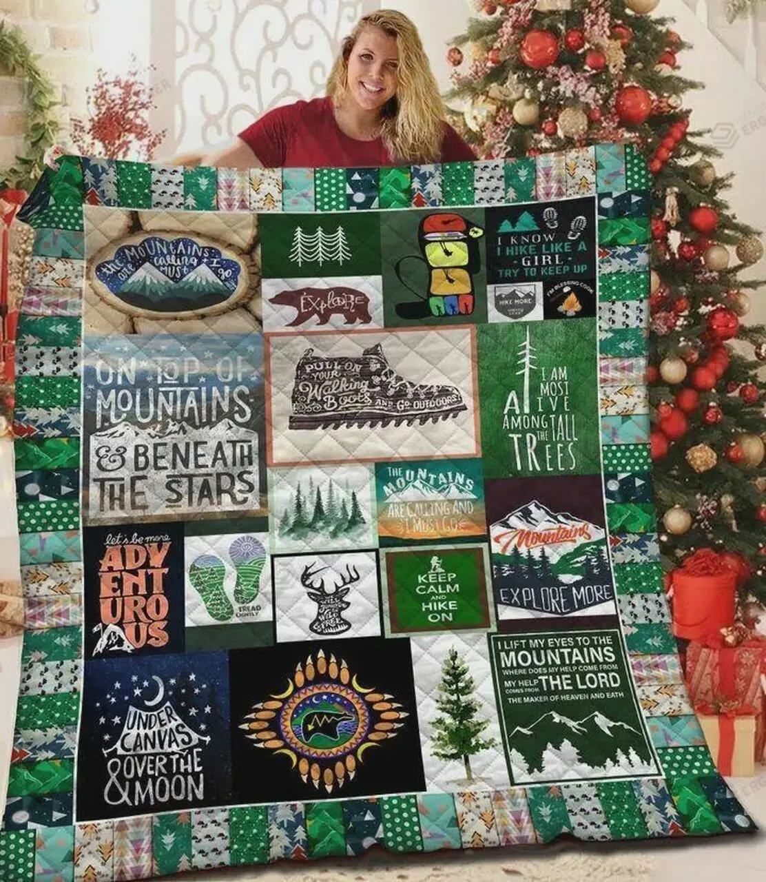 Hiking On Top Of Mountains And Beneath The Stars Quilt Blanket Great Customized Blanket Gifts For Birthday Christmas Thanksgiving and Home Decor