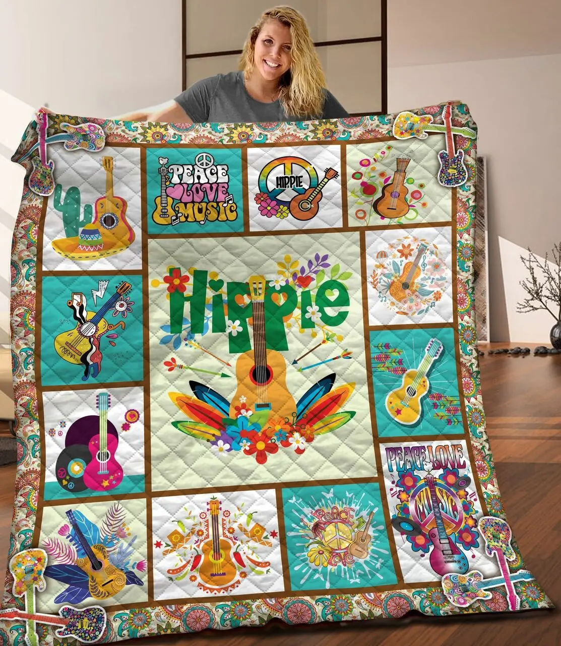 Hippie 3D Customized Quilt DDT30049643 and Home Decor