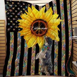 Hippie Australian Shepherd Custom Quilt For Dog Lovers and Home Decor