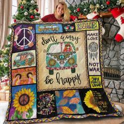 Hippie Be Happy  3D Customized Quilt and Home Decor
