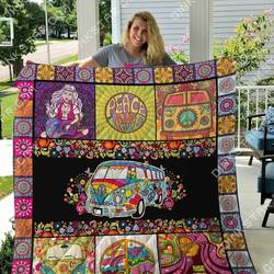 Hippie Beautiful Bus Hippie Quilt Blanket Christmas Christmas Gifts Merry Christmas Holiday Gifts Gift Dhc03011173Dd and Home Decor