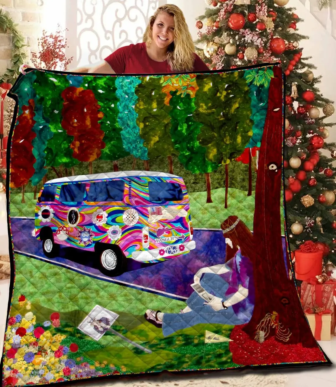 Hippie Bus Quilt Viw and Home Decor