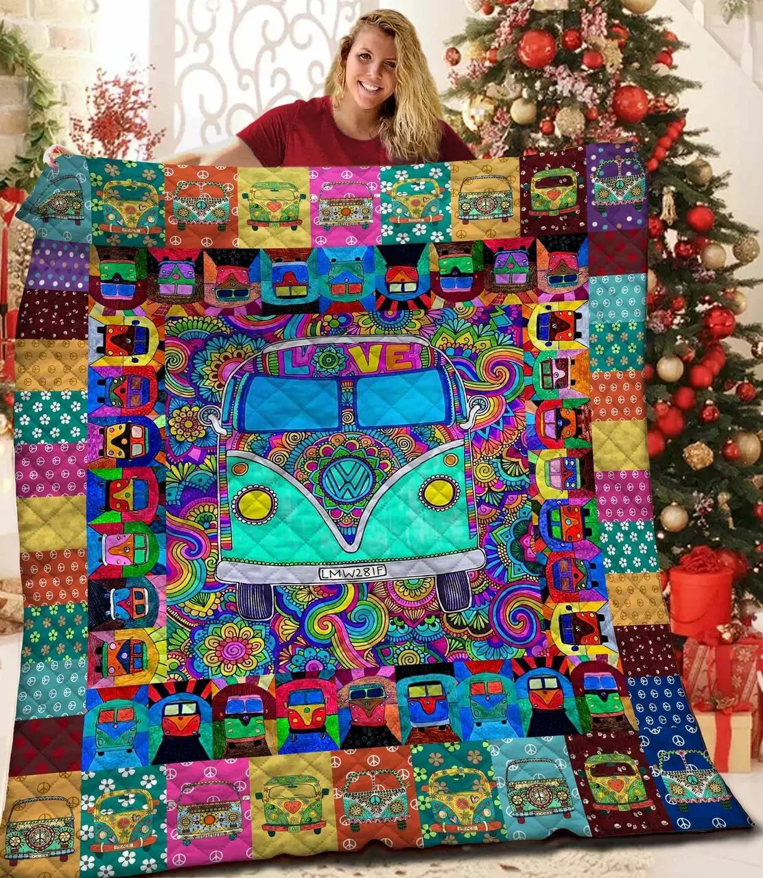 Hippie Cla11110102Q Quilt Blanket and Home Decor
