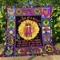 Hippie Color Girl V1 Red 3D Customized Quilt and Home Decor