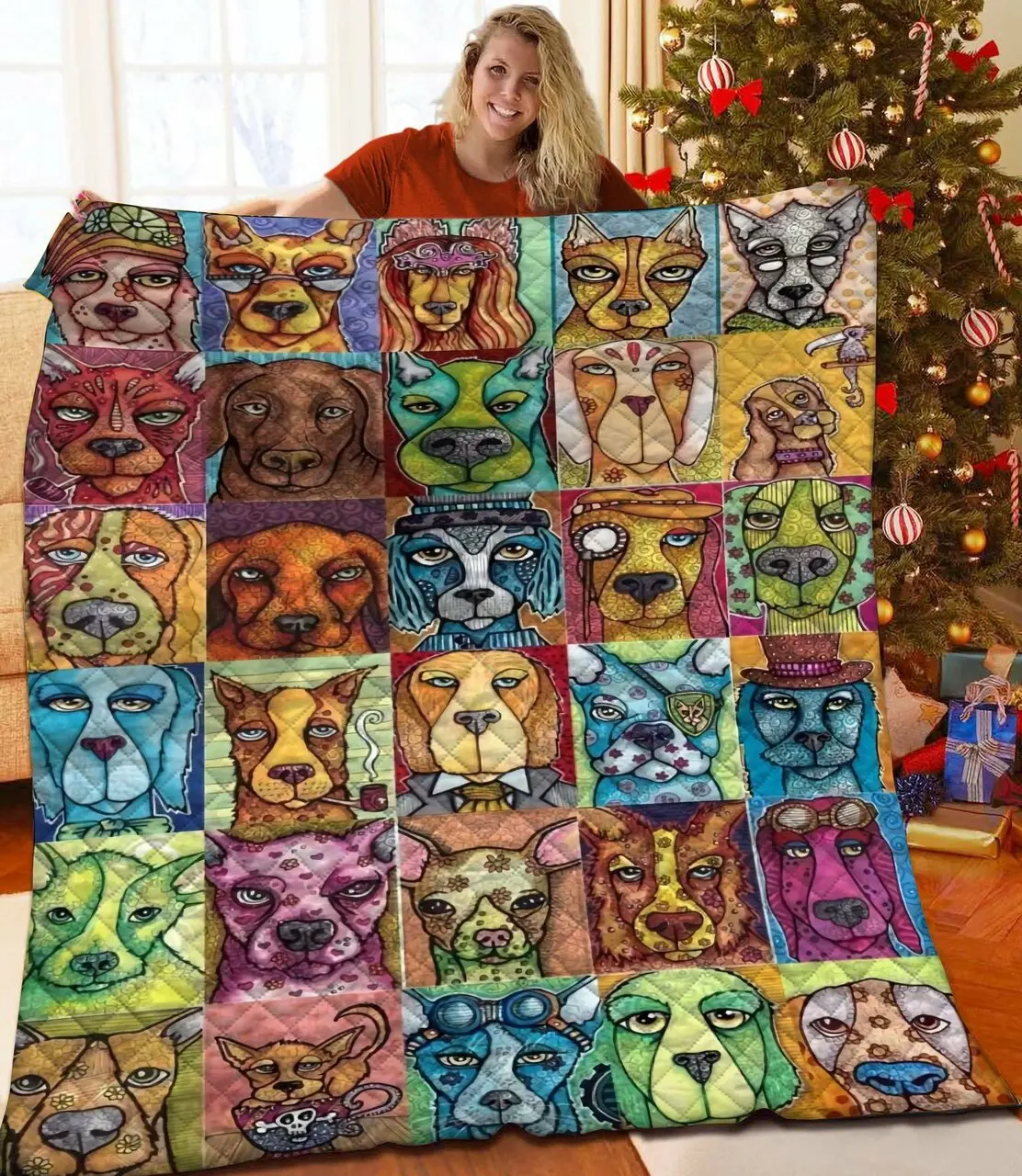 Hippie Dog Quilt Vhx and Home Decor