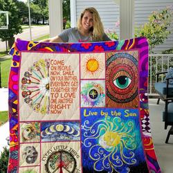 Hippie Elephant Mandala Smile On Your Brother Quilt Blanket Great Customized Gifts For Birthday Christmas Thanksgiving Perfect Gifts For Elephant Lover and Home Decor