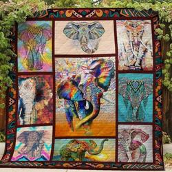 Hippie Elephants Quilt Blanket  Quilt and Home Decor