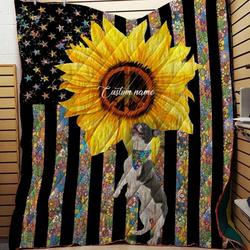 Hippie French Bulldog Custom Quilt For Dog Lovers and Home Decor
