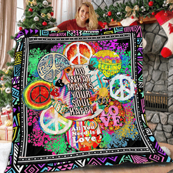 Hippie Girl Circle  3D Customized Quilt and Home Decor