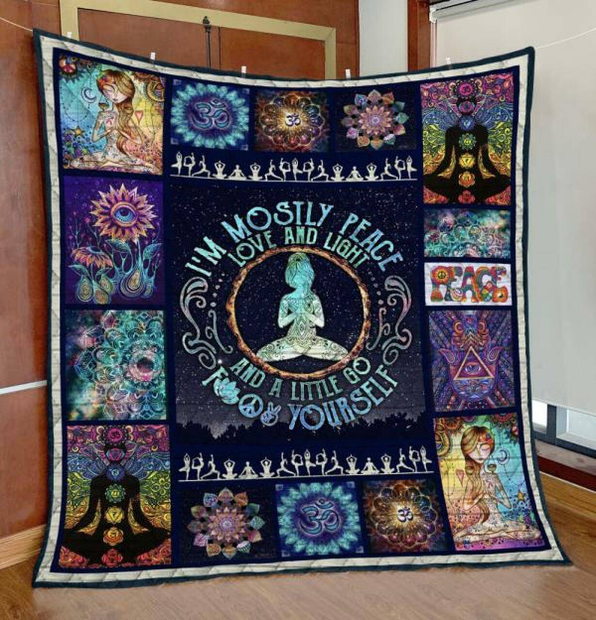 Hippie Girl Peace Quilt Blanket Quilt and Home Decor