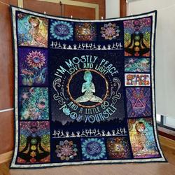 Hippie Girl Peace Quilt Blanket  Quilt and Home Decor