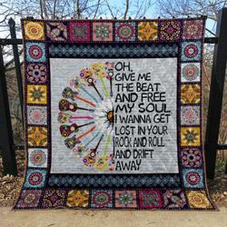 Hippie Guitar Quilt Blanket  Quilt and Home Decor