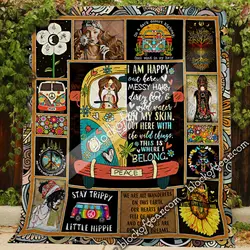 Hippie I Am Happy Out Here Quilt Vfa and Home Decor
