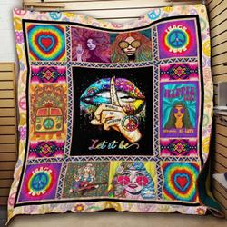Hippie Let It Be Quilt Blanket Great Customized Blanket Gifts For Birthday Christmas Thanksgiving and Home Decor