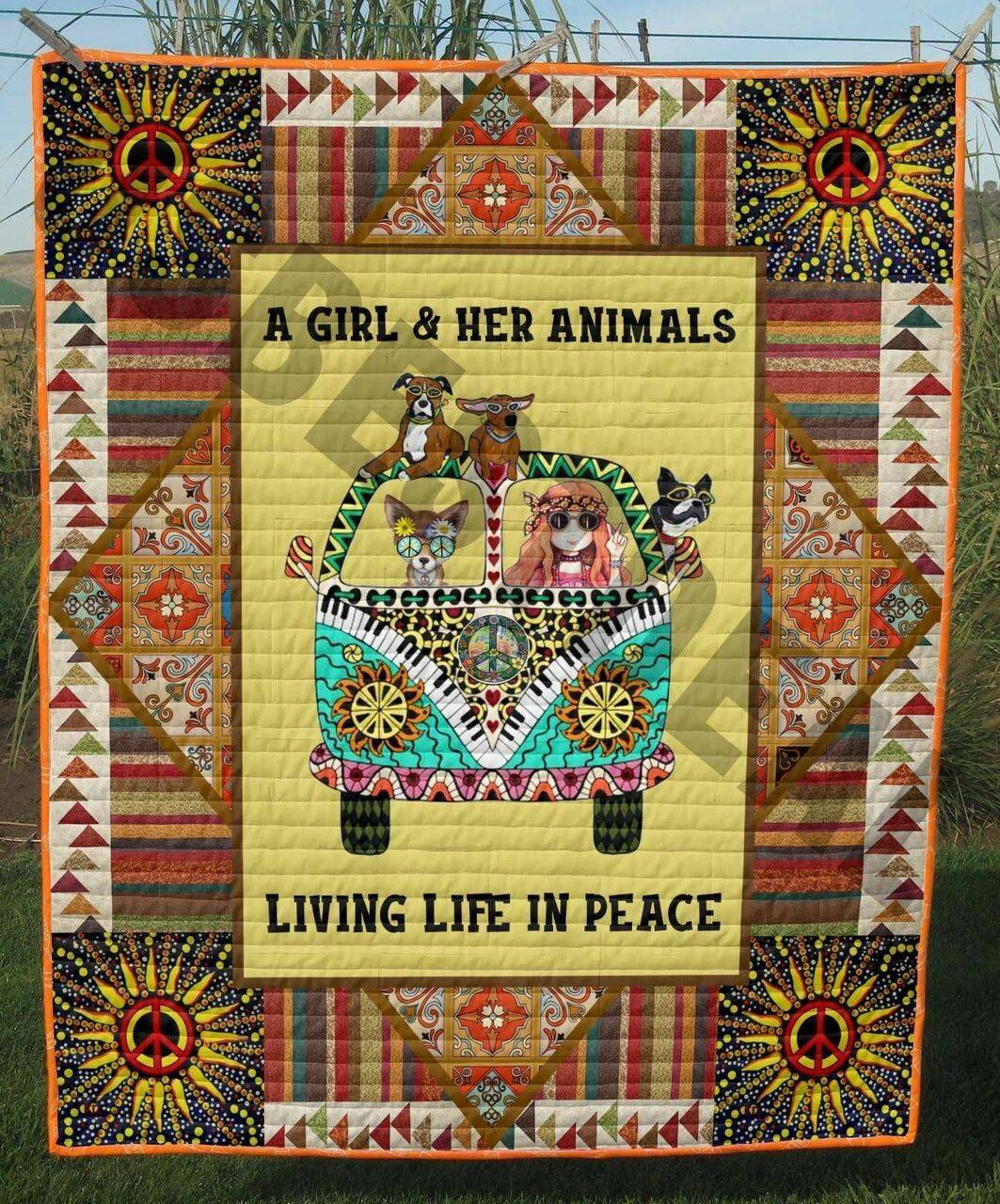 Hippie Living Life In Peace TTGG287 Awesome 3D Customized Quilt Hip and Home Decor