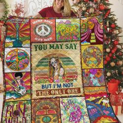 Hippie Make Love Not War Quilt Blanket Great Customized Blanket Gifts For Birthday Christmas Thanksgiving and Home Decor
