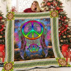 Hippie Peace Logo V1 QE 3D Customized Quilt and Home Decor