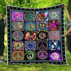 Hippie Peace Sign Pattern V1 QE 3D Customized Quilt and Home Decor