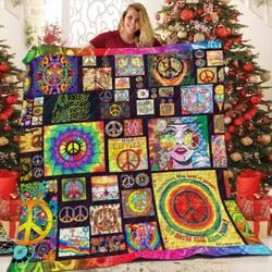 Hippie Peace Square 3D Customized Quilt and Home Decor