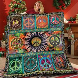 Hippie Peace Square Lor 3D Customized Quilt and Home Decor