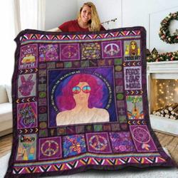Hippie Purple Girl V1 3D Customized Quilt and Home Decor