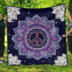 Hippie Purple Peace Nis 3D Customized Quilt and Home Decor