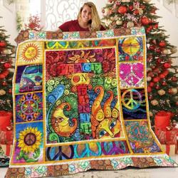 Hippie Quotes Pattern 3D Customized Quilt and Home Decor