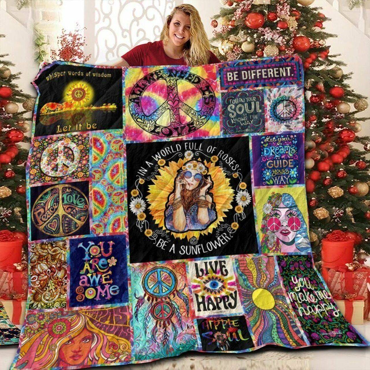 Hippie Quotes Ver 3D Customized Quilt and Home Decor