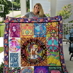 Hippie She Is Life Itself Quilt Blanket Great Customized Gifts For Birthday Christmas Thanksgiving Perfect Gifts For Hippie and Home Decor