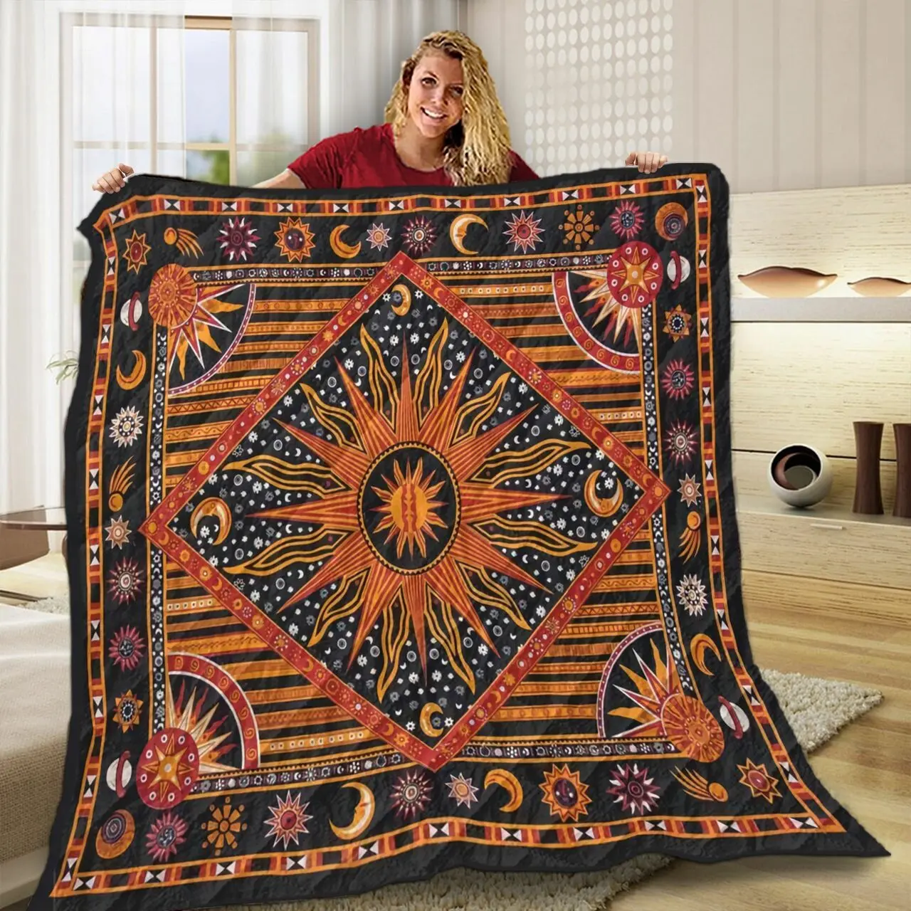Hippie Sun VF12 3D Customized Quilt and Home Decor