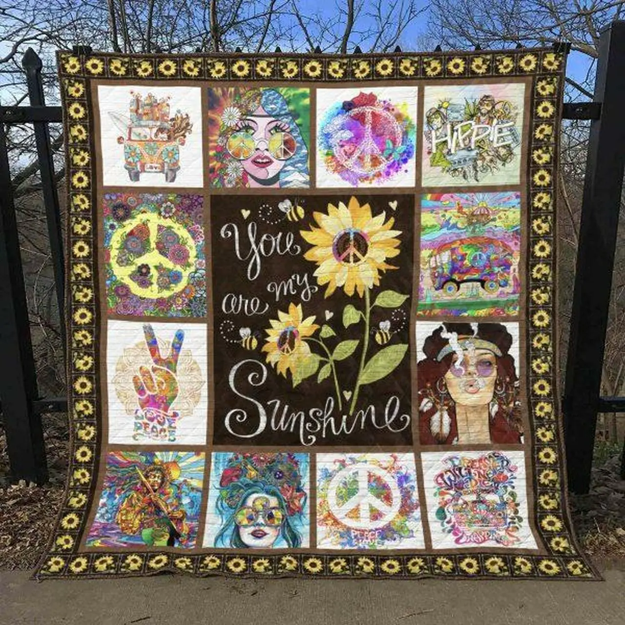 Hippie Sunshine Quilt Blanket Quilt and Home Decor
