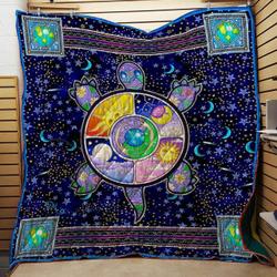 Hippie Turtle Quilt Blanket Th0607 Fan Made and Home Decor
