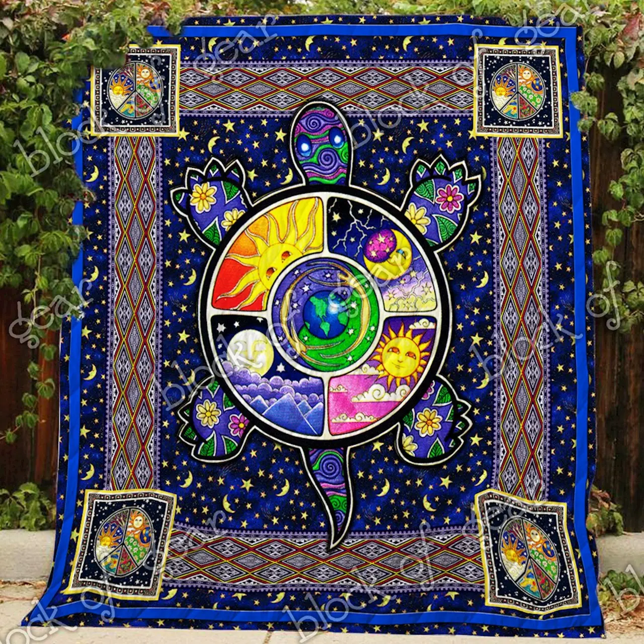 Hippie Turtle Quilt P502 and Home Decor