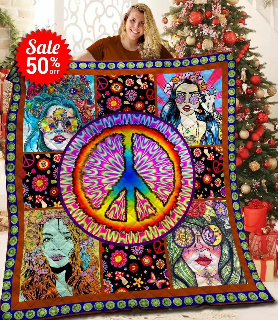 Hippie V4 3D Customized Quilt and Home Decor