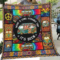 Hippie What A Long Strange Trip ItS Been Quilt Blanket Great Customized Blanket Gifts For Birthday Christmas Thanksgiving and Home Decor