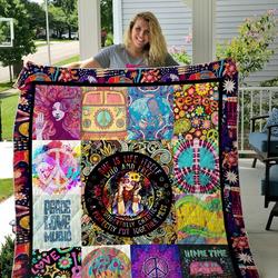 Hippie Wild And Free Quilt Blanket Great Customized Gifts For Birthday Christmas Thanksgiving Perfect Gifts For Hippie and Home Decor