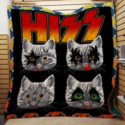 Hiss Funny Cats Kittens Rock Rockin Quilt and Home Decor