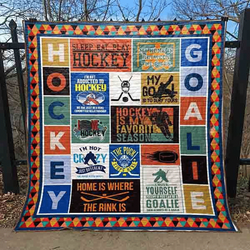 Hockey Is My Favorite Season Quilt Blanket Great Customized Blanket Gifts For Birthday Christmas Thanksgiving and Home Decor