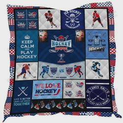 Hockey Life Is Better When We Stick Together Quilt Blanket Great Customized Blanket Gifts For Birthday Christmas Thanksgiving and Home Decor