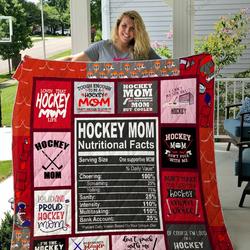 Hockey Mom Nutritional Facts Quilt Blanket Great Customized Blanket Gifts For Birthday Christmas Thanksgiving and Home Decor