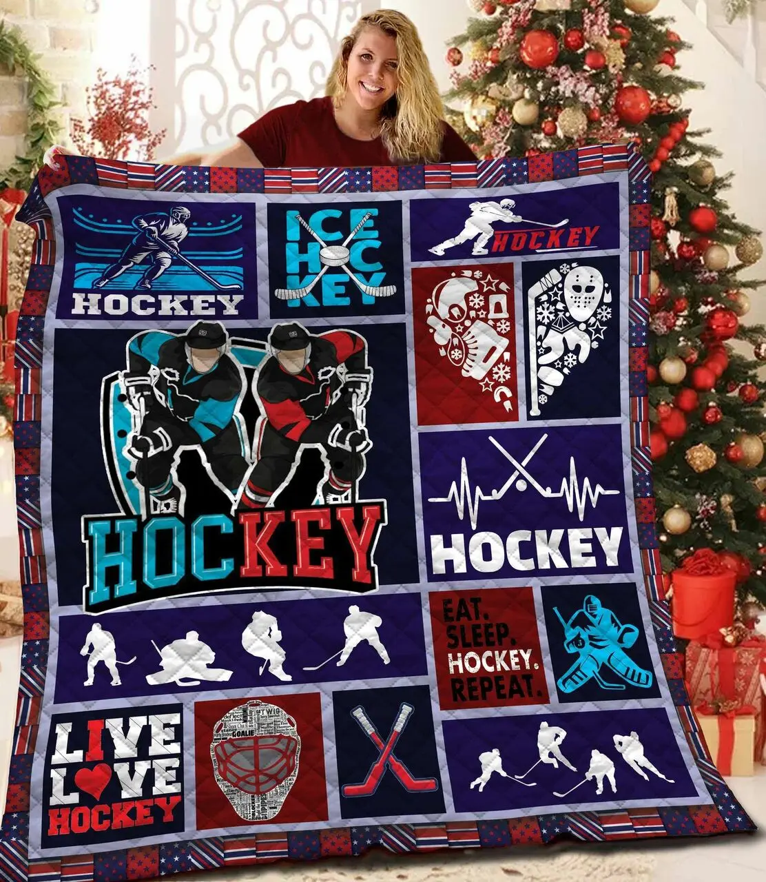 Hockey Quilt Blanket Bbb291114Mh and Home Decor